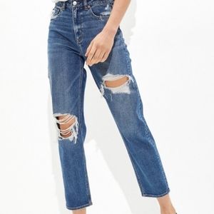 High Rise Ripped Mom Jeans